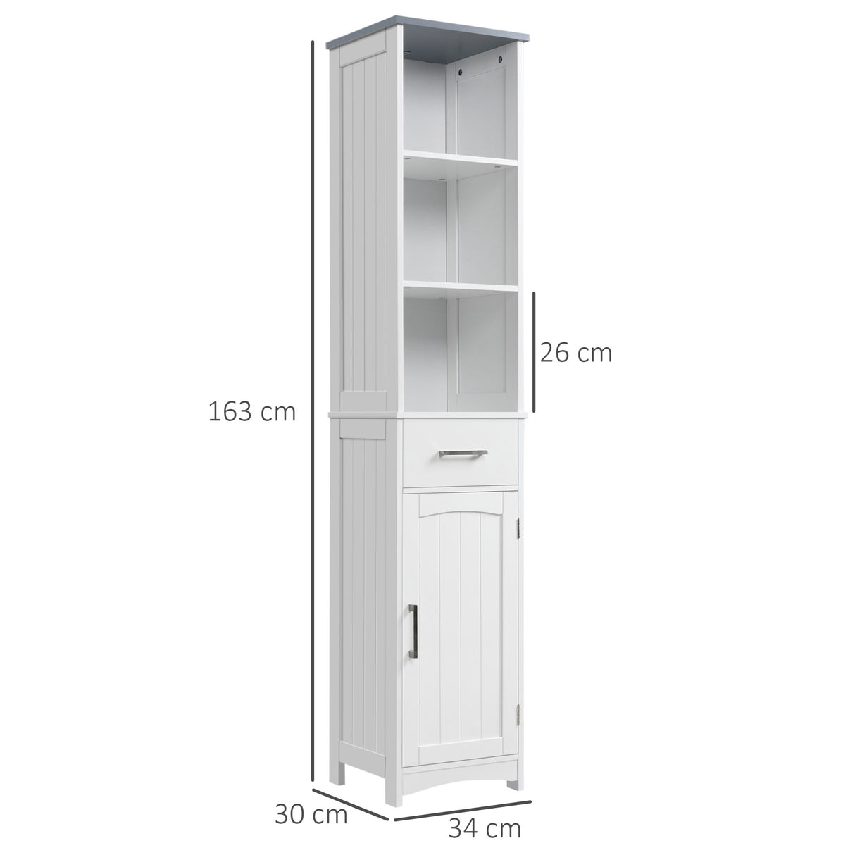 easycomfort easycomfort armadietto bagno con scaffale a 3 livelli 1 cassetto e 1 mobiletto 34x30x163cm