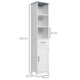 easycomfort easycomfort armadietto bagno con scaffale a 3 livelli 1 cassetto e 1 mobiletto 34x30x163cm