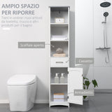 easycomfort easycomfort armadietto bagno con scaffale a 3 livelli 1 cassetto e 1 mobiletto 34x30x163cm