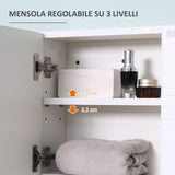 easycomfort easycomfort mobiletto bagno pensile con specchiera e ripiani regolabili 54x15x55cm bianco