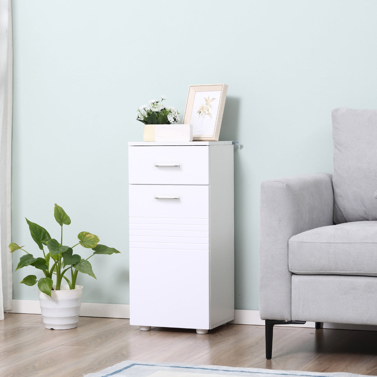 easycomfort easycomfort mobile bagno in legno con cassetto e armadietto 1 anta con mensole 35x30x77.5cm