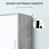 easycomfort easycomfort colonna bagno con 2 armadietti e 2 vani aperti in legno effetto cemento 30x30x180cm