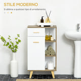 easycomfort easycomfort mobile bagno moderno con armadietto cassetto e ripiani in legno 50x30x89cm bianco
