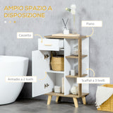 easycomfort easycomfort mobile bagno moderno con armadietto cassetto e ripiani in legno 50x30x89cm bianco