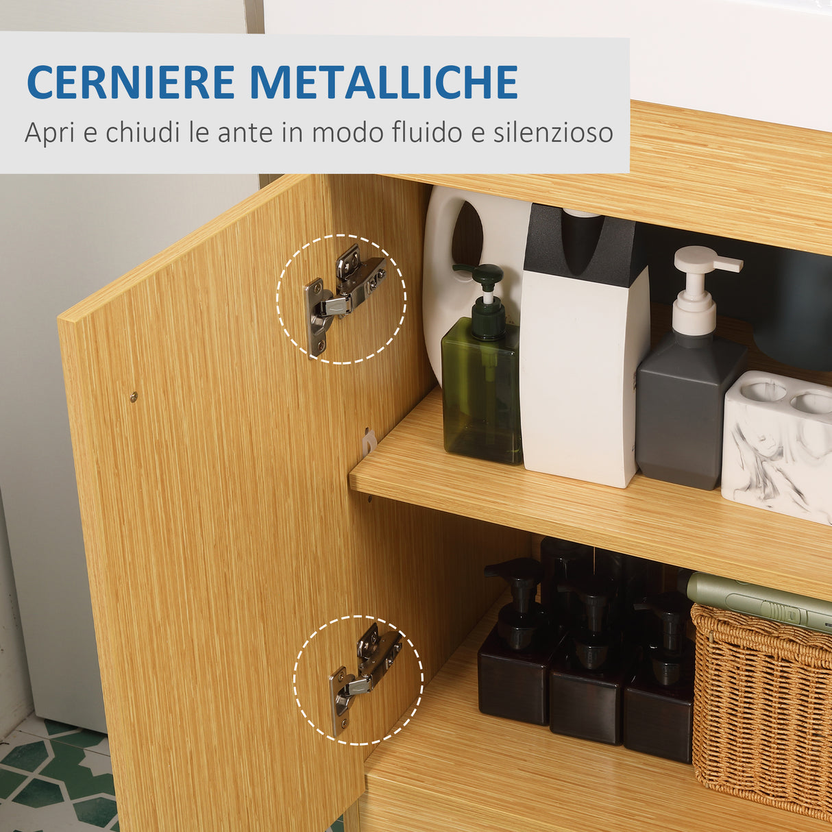 easycomfort easycomfort mobile bagno sotto lavabo in truciolato con ripiani regolabili e lavello curvo 60x41 5x88 cm