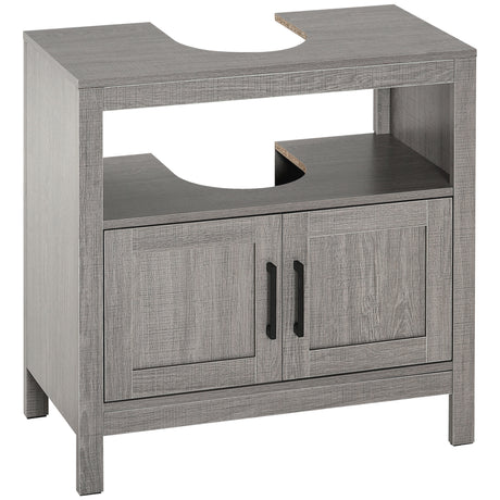easycomfort easycomfort mobile sottolavabo con armadietto a 2 ante e ripiani in legno 60x30x60cm grigio