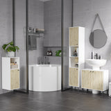easycomfort easycomfort mobile bagno con ripiano aperto e armadietto con anta in legno 31 5x30x91cm quercia e bianco