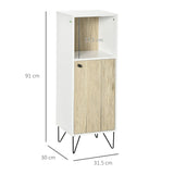 easycomfort easycomfort mobile bagno con ripiano aperto e armadietto con anta in legno 31 5x30x91cm quercia e bianco