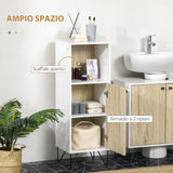 easycomfort easycomfort mobile bagno con ripiano aperto e armadietto con anta in legno 31 5x30x91cm quercia e bianco
