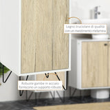easycomfort easycomfort mobile bagno con ripiano aperto e armadietto con anta in legno 31 5x30x91cm quercia e bianco