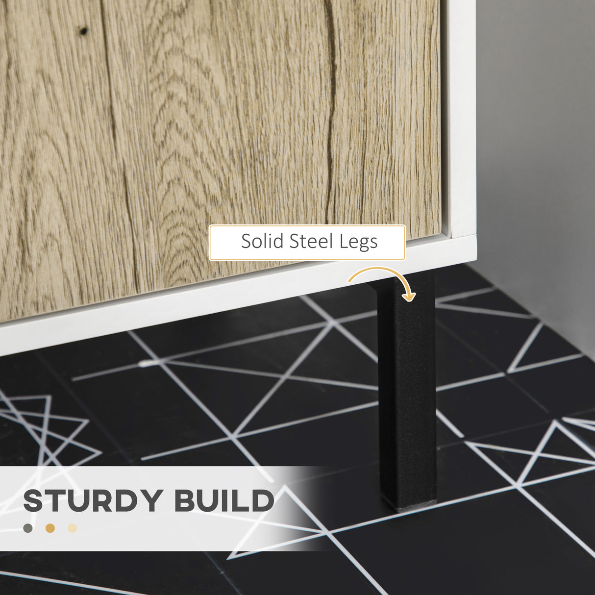 easycomfort easycomfort mobile bagno sotto lavabo a 2 ante con ripiano interno in truciolato e acciaio 60x30x60 cm bianco e rovere