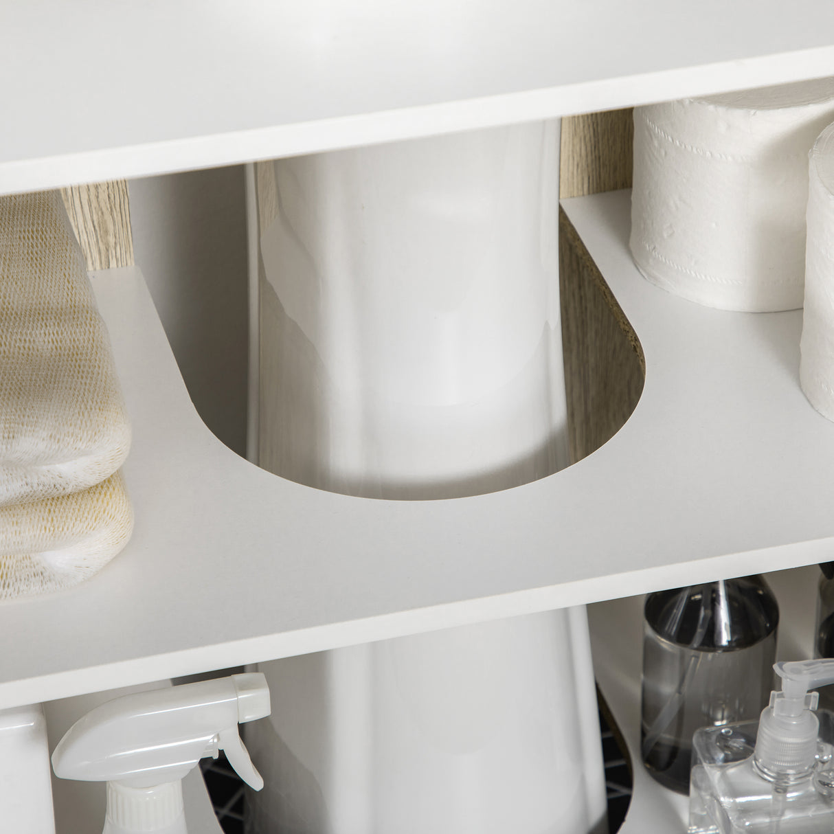 easycomfort easycomfort mobile bagno sotto lavabo a 2 ante con ripiano interno in truciolato e acciaio 60x30x60 cm bianco e rovere