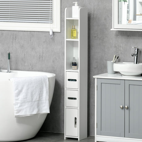 easycomfort easycomfort colonna bagno con mensole e armadietti mobile alto salvaspazio in legno 15x17x120cm bianco