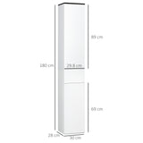 easycomfort easycomfort mobile bagno con ripiano regolabile 2 ripiani chiusi e un cassetto in legno 30x28x180 cm bianco