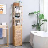 easycomfort easycomfort mobile bagno alto in bambu con 3 ripiani aperti un cassetto e un armadietto 32x30x163 cm color legno