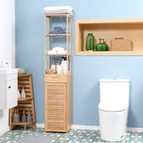 easycomfort easycomfort mobile bagno alto in bambu con 3 ripiani aperti un cassetto e un armadietto 32x30x163 cm color legno