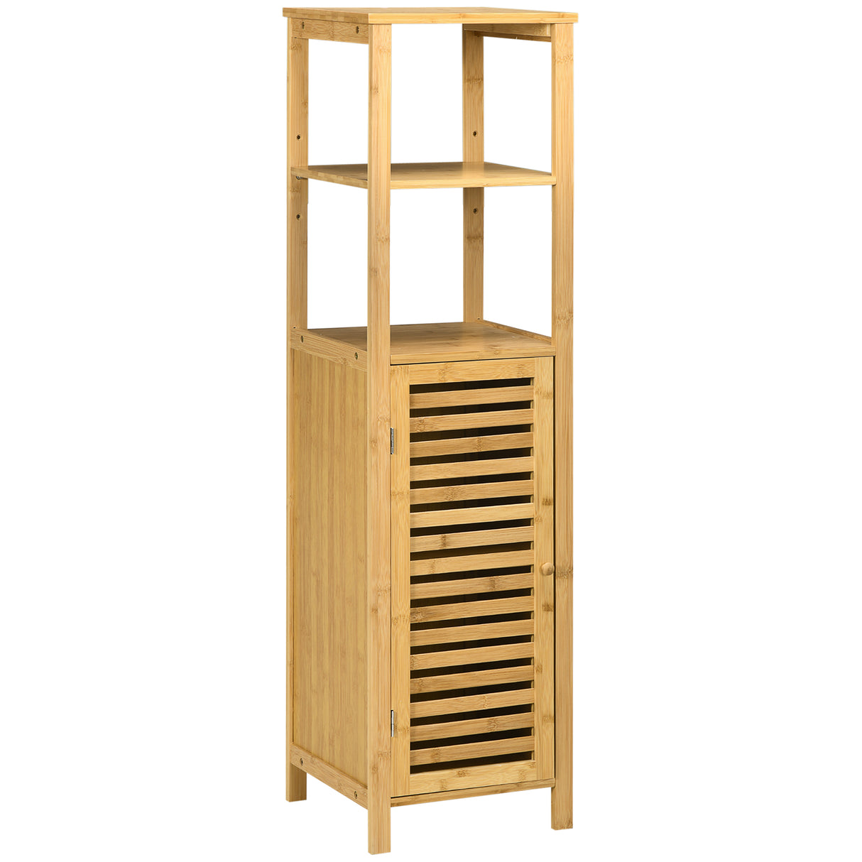 easycomfort easycomfort armadietto bagno in bambu con 2 ripiani aperti e armadietto a 2 livelli 32 9x29 9x120 cm