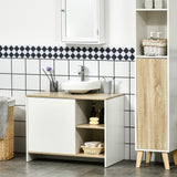 easycomfort easycomfort mobile bagno sottolavabo con armadietto e 2 mensole in legno truciolare 77 x 45 x 60cm bianco e color legno