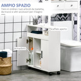 easycomfort easycomfort mobiletto bagno con porte scorrevoli ripiano regolabile e 4 ruote in truciolato e lega di alluminio 70x20x71cm bianco