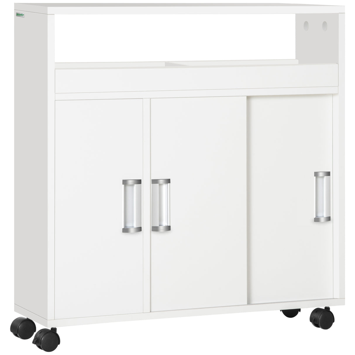 easycomfort easycomfort mobiletto bagno con porte scorrevoli ripiano regolabile e 4 ruote in truciolato e lega di alluminio 70x20x71cm bianco