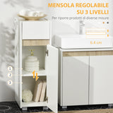 easycomfort easycomfort mobiletto bagno con cassetto e armadietto con mensola regolabile in legno 30x33x88cm bianco