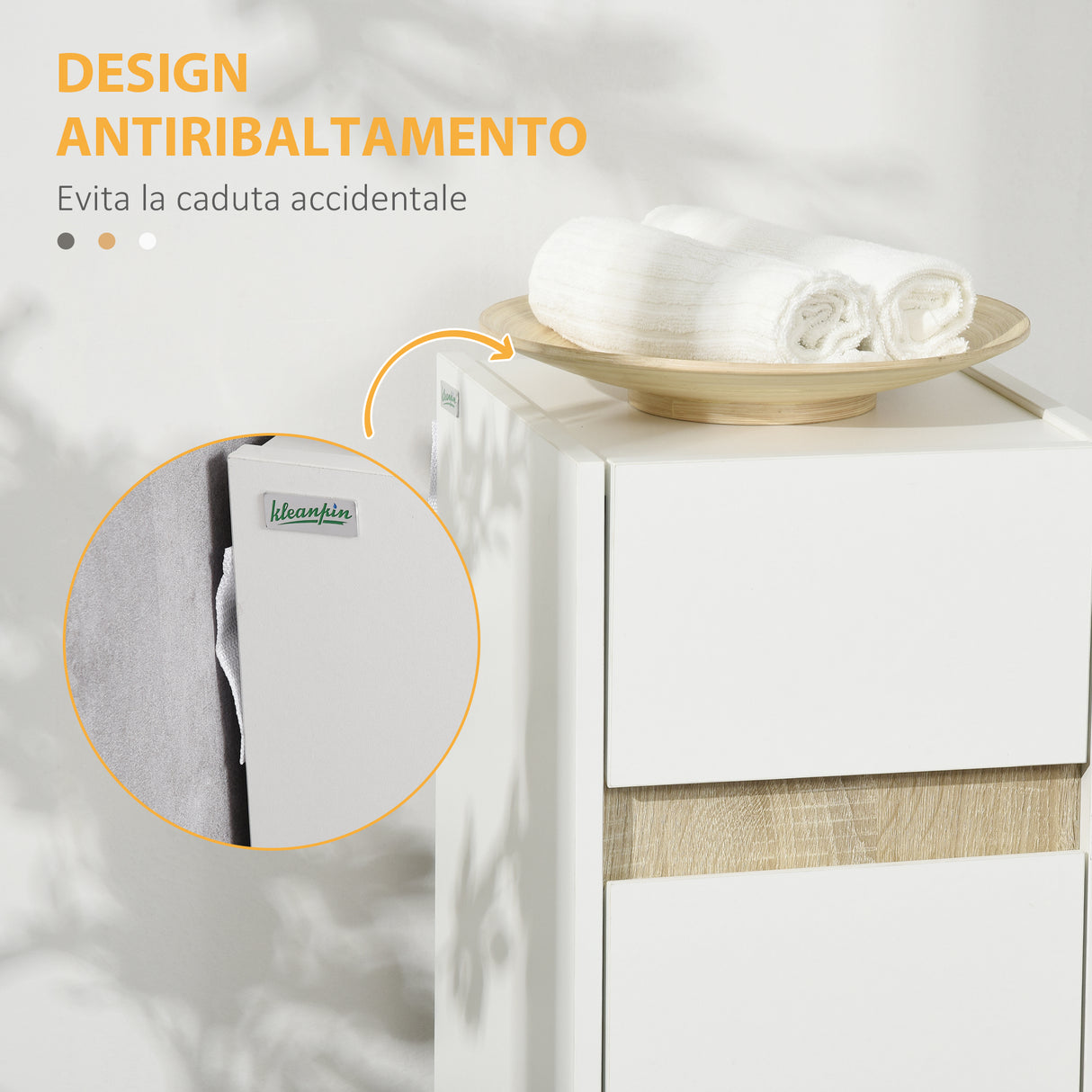 easycomfort easycomfort mobiletto bagno con cassetto e armadietto con mensola regolabile in legno 30x33x88cm bianco