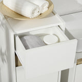 easycomfort easycomfort mobiletto bagno con cassetto e armadietto con mensola regolabile in legno 30x33x88cm bianco