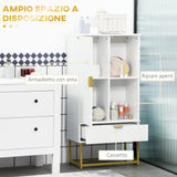 easycomfort easycomfort mobiletto bagno moderno con armadietto cassetto e mensola regolabile 60x30x120cm bianco