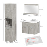easycomfort easycomfort set mobili bagno con mobile lavabo 60cm e lavandino in ceramica colonna bagno e specchiera grigio