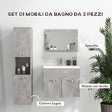 easycomfort easycomfort set mobili bagno con mobile lavabo 60cm e lavandino in ceramica colonna bagno e specchiera grigio