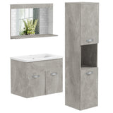 easycomfort easycomfort set mobili bagno con mobile lavabo 60cm e lavandino in ceramica colonna bagno e specchiera grigio