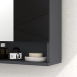 easycomfort easycomfort armadietto con specchiera bagno a 2 ante e mensole regolabili in legno 55x17x55cm nero
