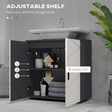 easycomfort easycomfort mobile sottolavabo bagno in legno con armadietto 2 ante 60x30x60cm grigio