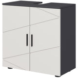 easycomfort easycomfort mobile sottolavabo bagno in legno con armadietto 2 ante 60x30x60cm grigio