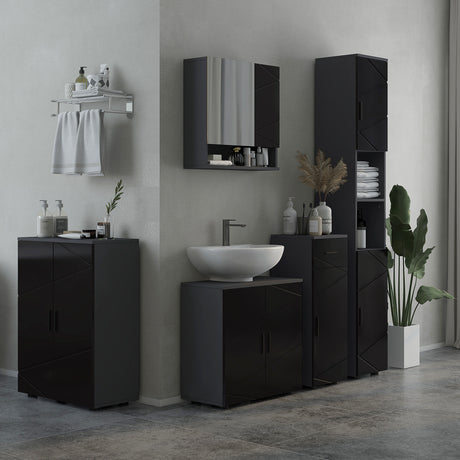 easycomfort easycomfort mobile sottolavabo bagno per piedistallo con armadietto 2 ante 60x30x60cm nero