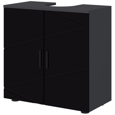 easycomfort easycomfort mobile sottolavabo bagno per piedistallo con armadietto 2 ante 60x30x60cm nero