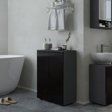 easycomfort easycomfort mobiletto bagno 2 ante in legno con 3 ripiani e chiusura ammortizzata 60x30x82cm nero