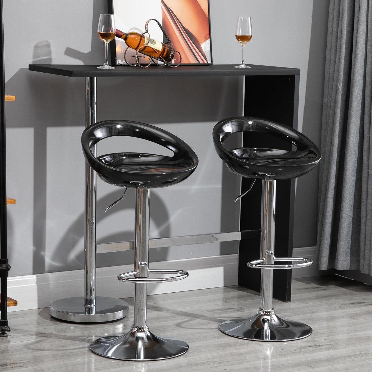 easycomfort easycomfort set 2 sgabelli da bar girevoli con poggiapiedi altezza regolabile nero ean 8054144139012