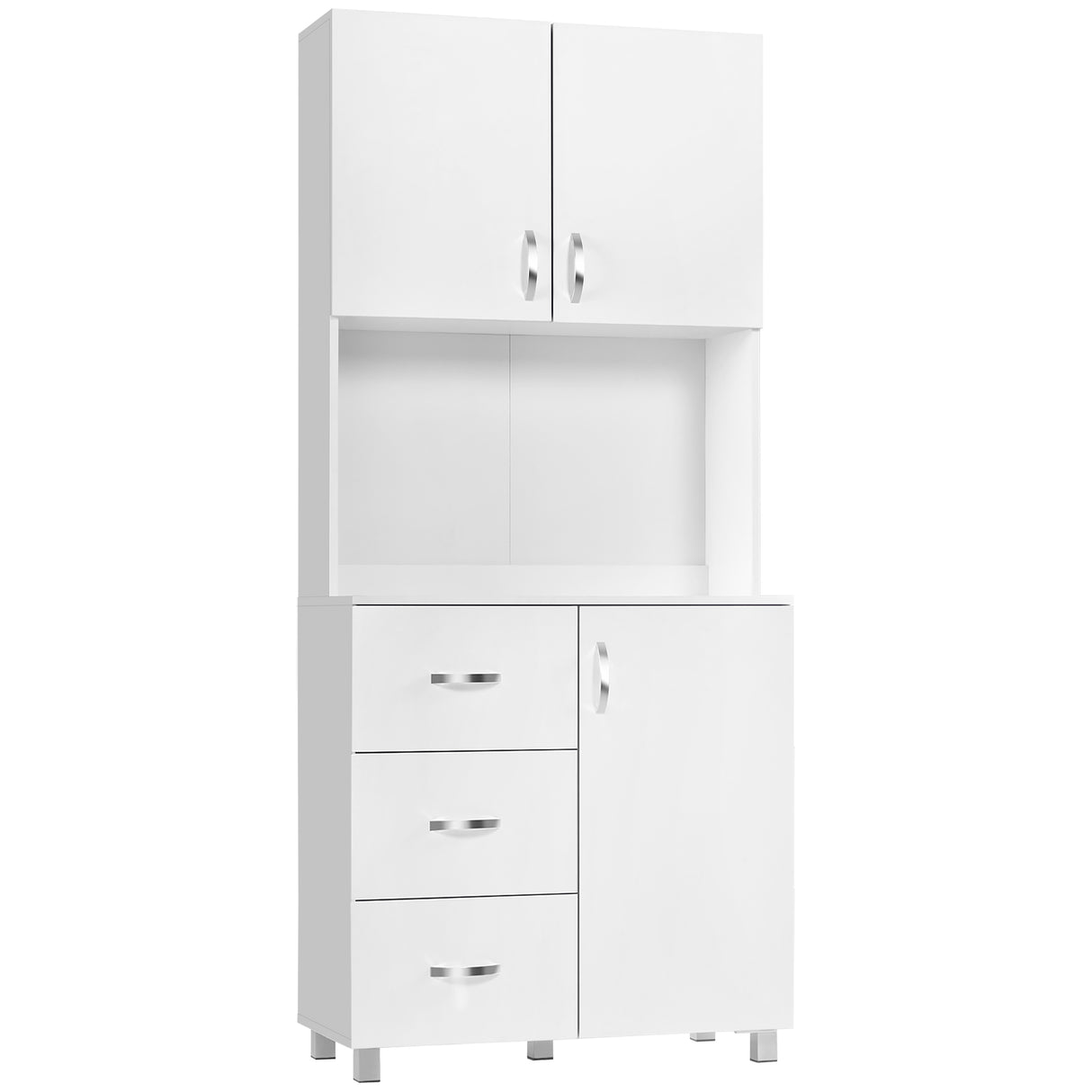 easycomfort easycomfort credenza in legno bianco con 2 armadietti 1 ripiano aperto e 3 cassetti