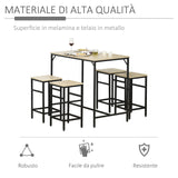 easycomfort easycomfort set tavolo alto con 4 sgabelli stile industriale in metallo e legno rovere chiaro