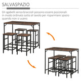 easycomfort easycomfort set tavolo alto con 4 sgabelli stile industriale in metallo e legno ean 8055776910376