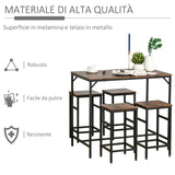 easycomfort easycomfort set tavolo alto con 4 sgabelli stile industriale in metallo e legno ean 8055776910376