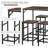 easycomfort easycomfort set tavolo alto con 4 sgabelli stile industriale in metallo e legno ean 8055776910376