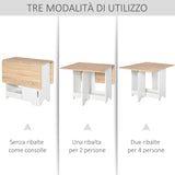 easycomfort easycomfort tavolo consolle a ribalta con vano mensola tavolino da salotto e cucina pieghevole salvaspazio color legno e bianco 118x80x72cm ean 8054144135571