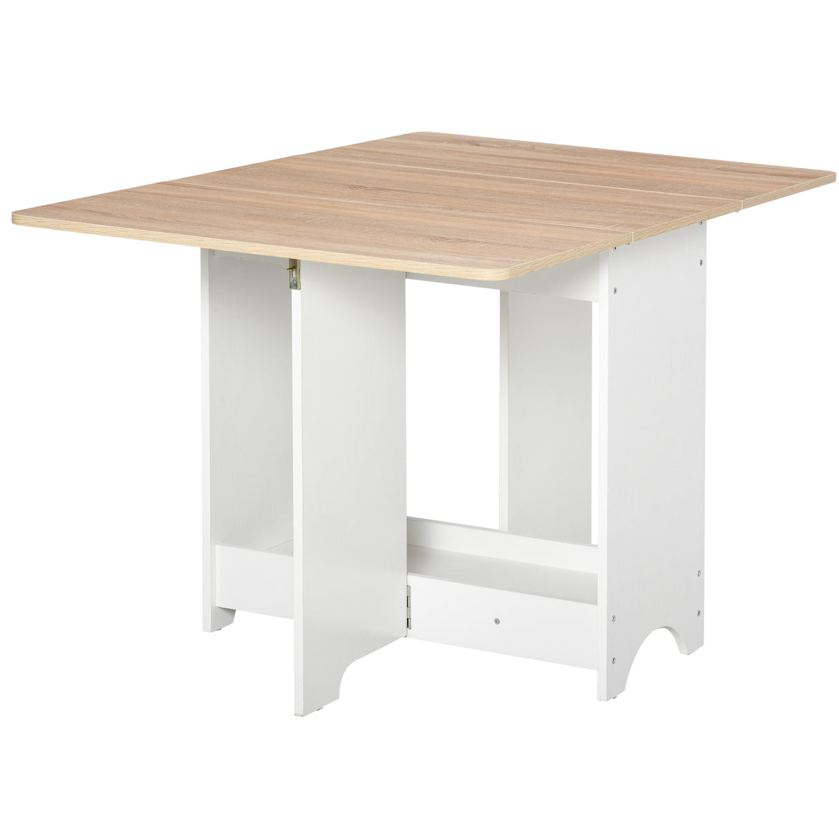 easycomfort easycomfort tavolo consolle a ribalta con vano mensola tavolino da salotto e cucina pieghevole salvaspazio color legno e bianco 118x80x72cm ean 8054144135571