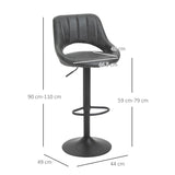 easycomfort easycomfort set 2 sgabelli da bar con altezza regolabile e poggiapiedi in similpelle e metallo grigio