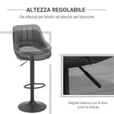 easycomfort easycomfort set 2 sgabelli da bar con altezza regolabile e poggiapiedi in similpelle e metallo grigio