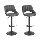 easycomfort easycomfort set 2 sgabelli da bar con altezza regolabile e poggiapiedi in similpelle e metallo grigio