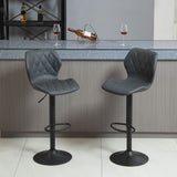 easycomfort easycomfort set di 2 sgabelli da bar in similpelle con altezza regolabile poggiapiedi e base tonda grigio