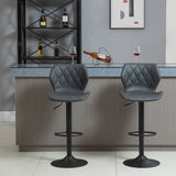 easycomfort easycomfort set di 2 sgabelli da bar in similpelle con altezza regolabile poggiapiedi e base tonda grigio